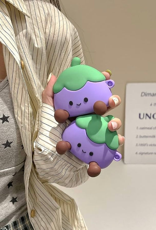 Cute Eggplant Silicone AirPods Case