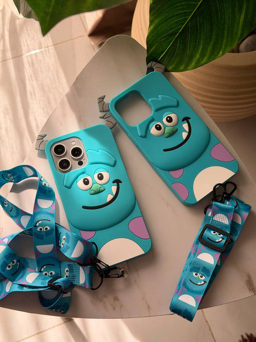 Sulley 3D Cartoon Phone Case with Matching Lanyard