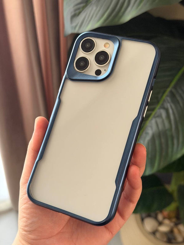 Metallic Frame Clear Phone Case - IPhone 13 pro max - Blue
