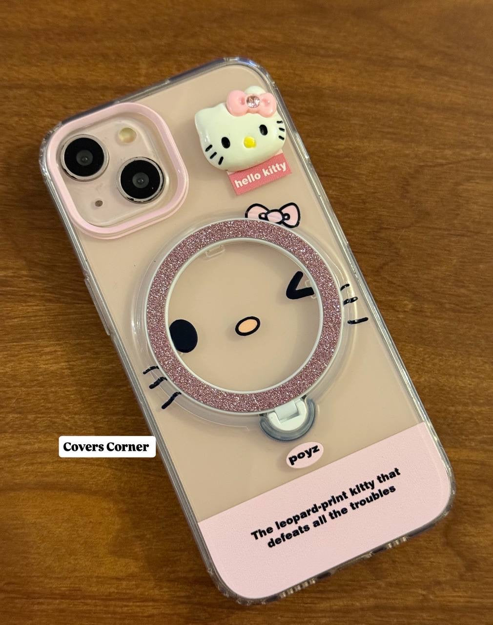 Adorable Hello Kitty-themed clear phone cases