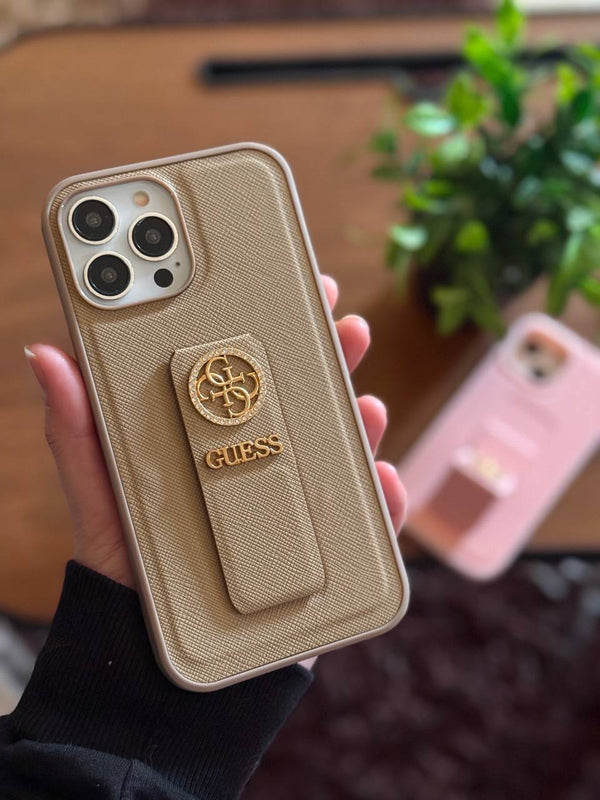 Guess Phone Case with Stand - IPhone 15 pro max - Beige