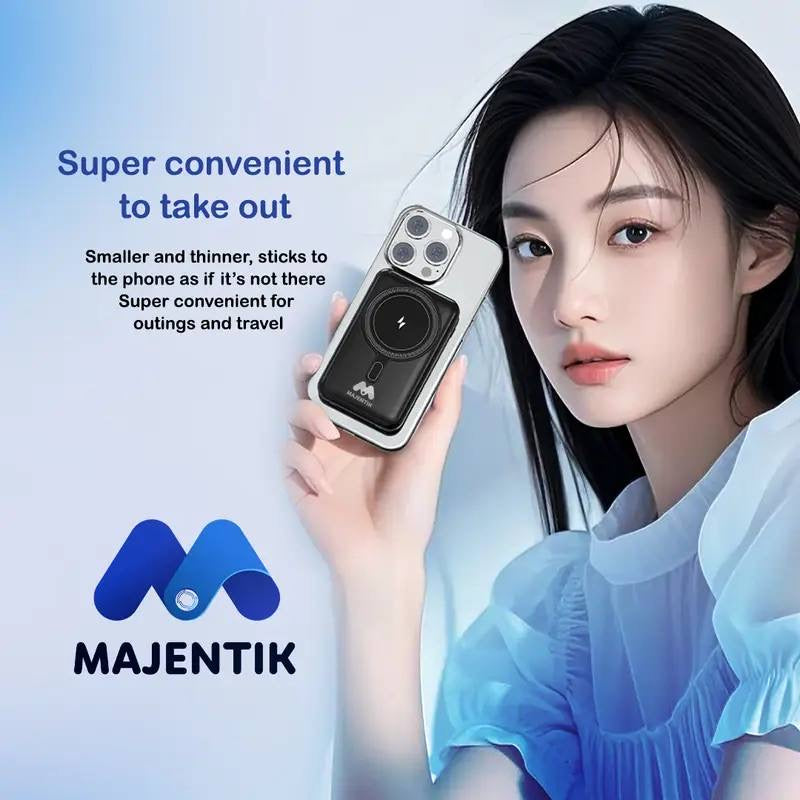 MAJENTIK Magnetic Suction Mini Power Bank - 10000mAh Capacity