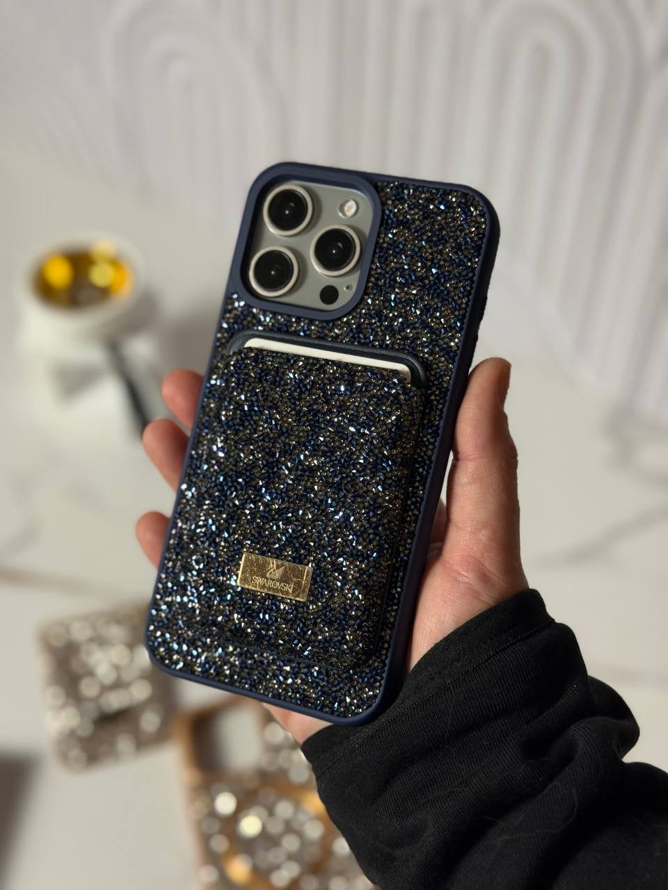 Glitter Swarovski iPhone Case with MagSafe Card Holder