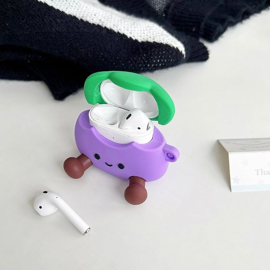 Cute Eggplant Silicone AirPods Case