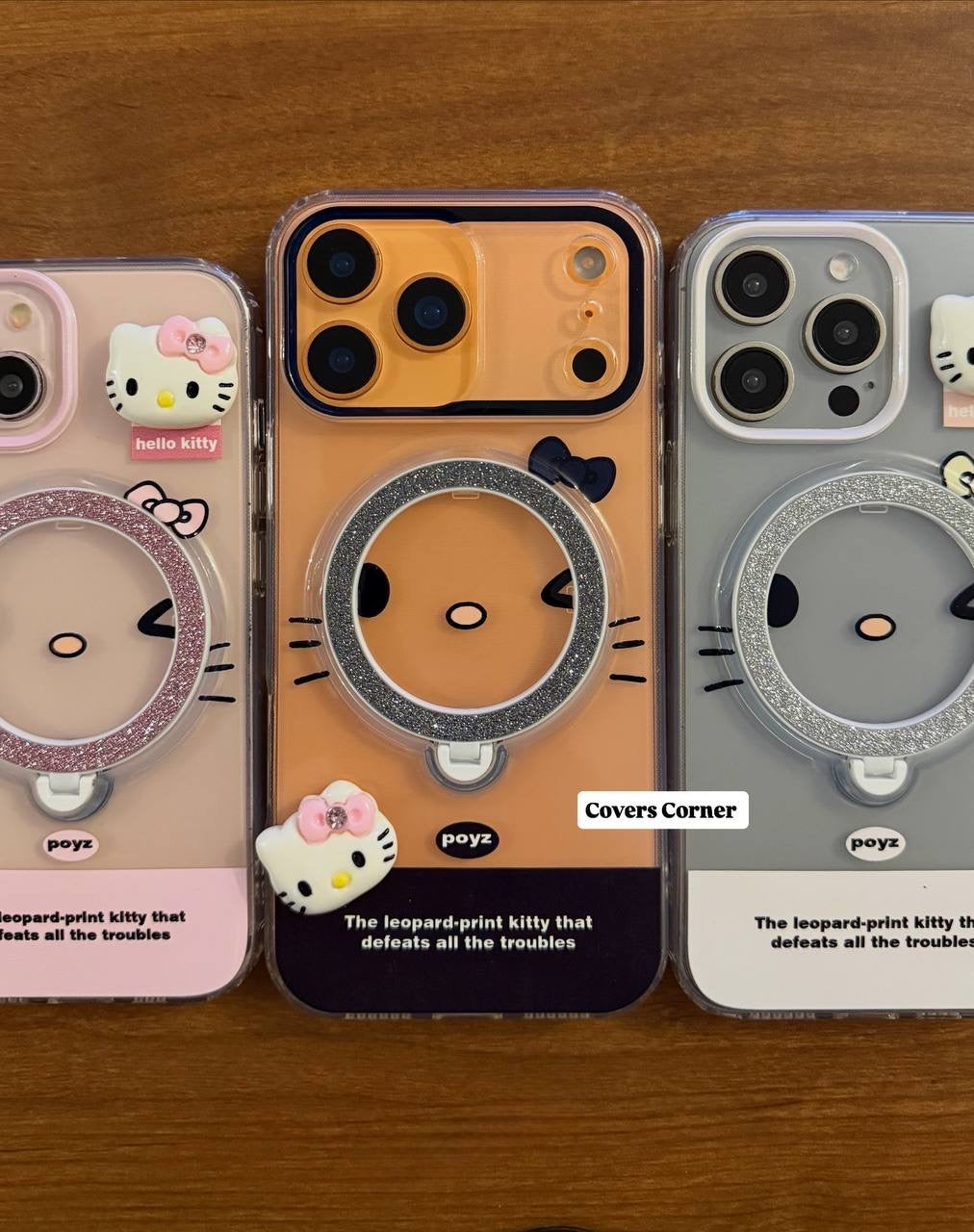 Adorable Hello Kitty-themed clear phone cases