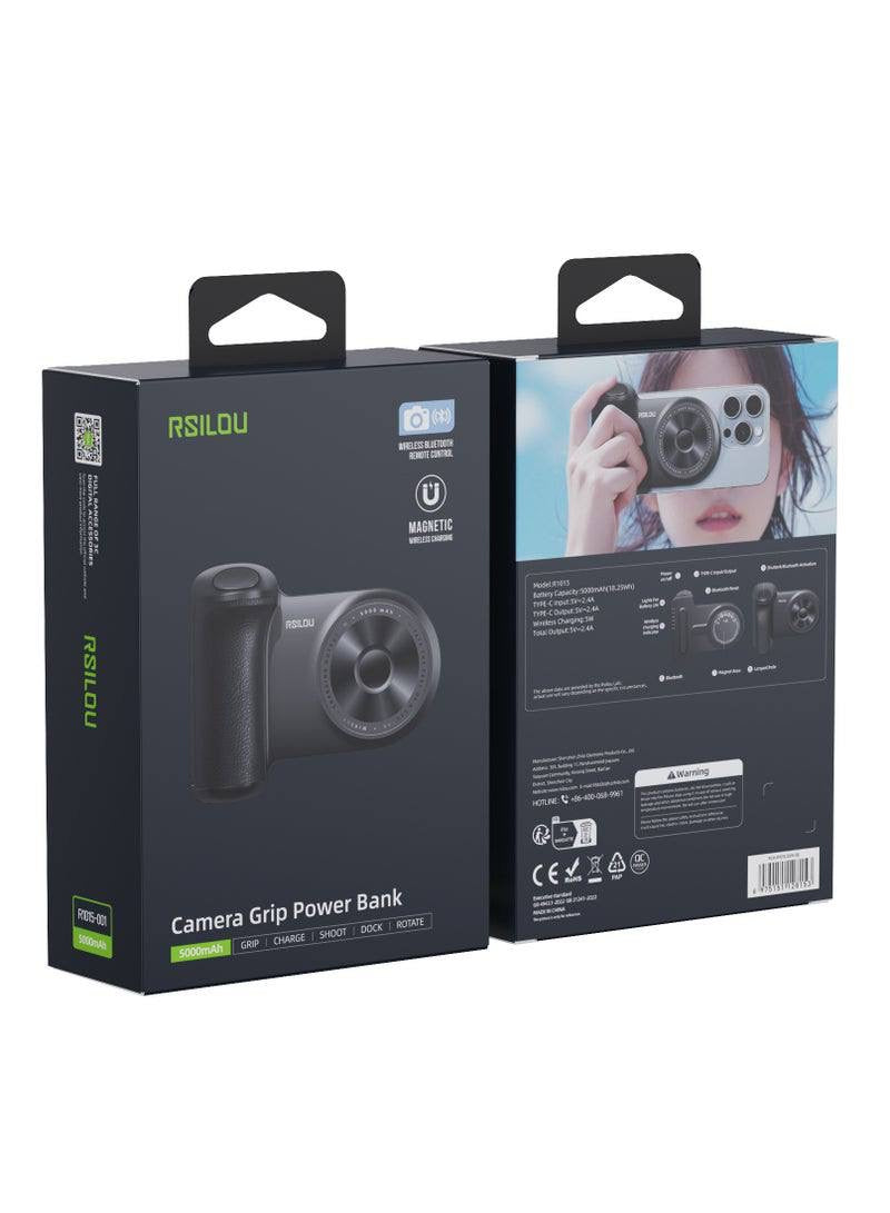 RSILOU R1015-001 Magnetic Wireless Power Bank Type-C 2.4A Fast Charging 5000mAh - Black