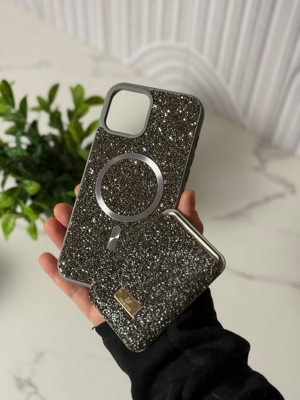 Glitter Swarovski iPhone Case with MagSafe Card Holder