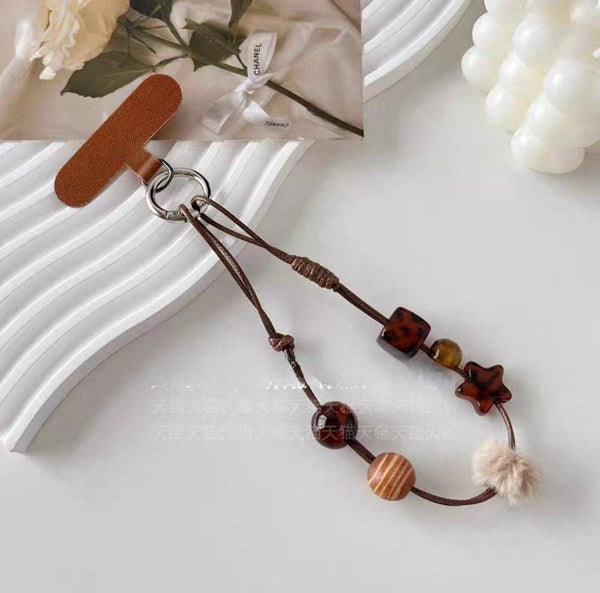 Beaded Phone Wristlet Charm with Universal Tether - Short holder