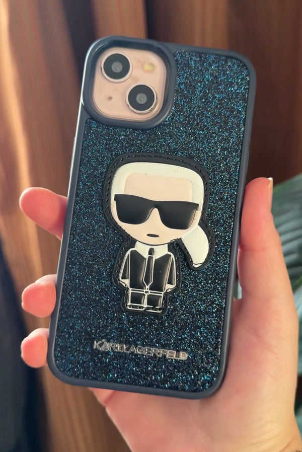 KARL LAGERFELD GLITTER ICON CASE - Iphone 13 Pro Max - Dark Blue