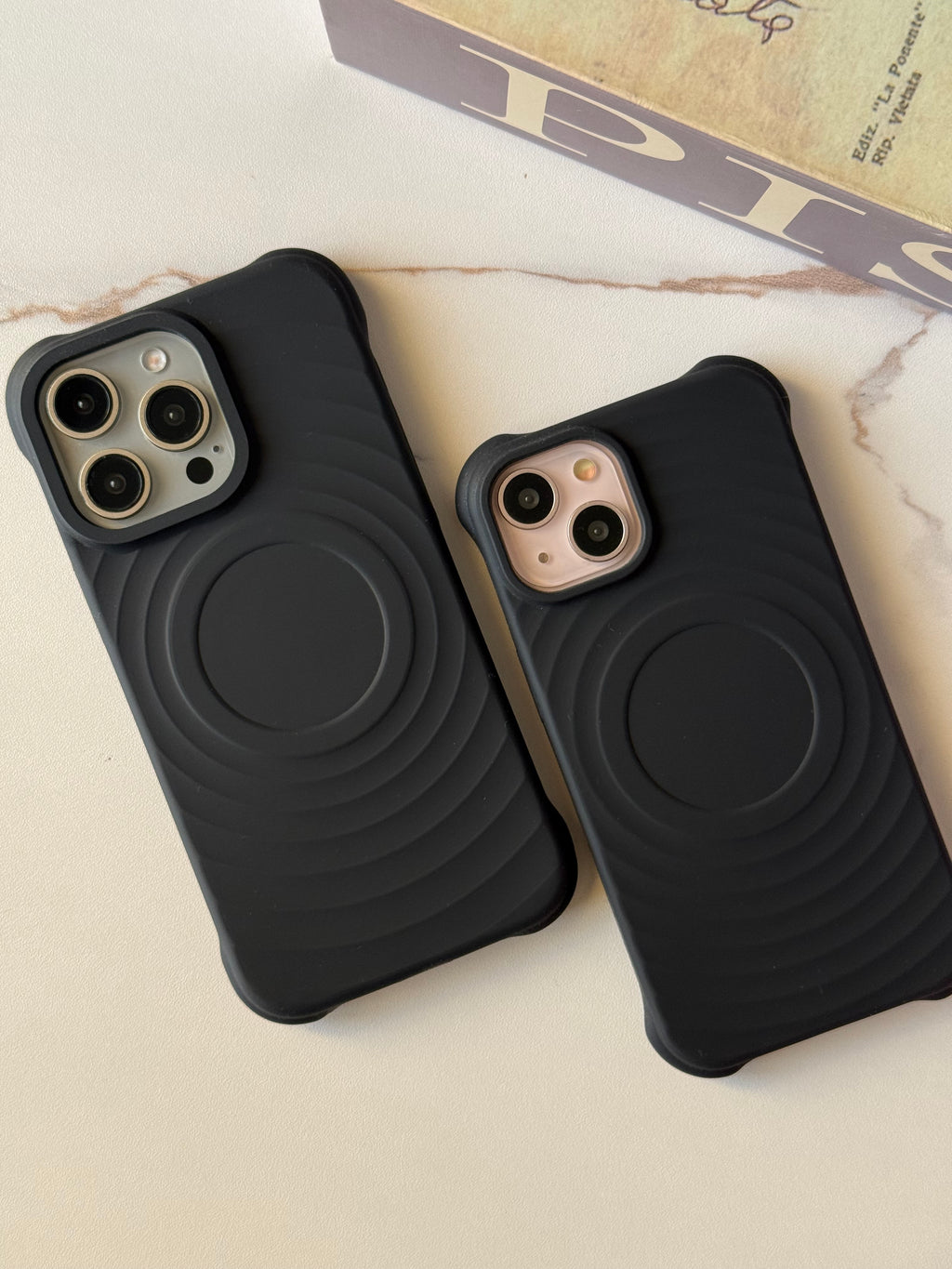 MagSafe-Compatible Silicone Phone Case with Concentric Ring Design