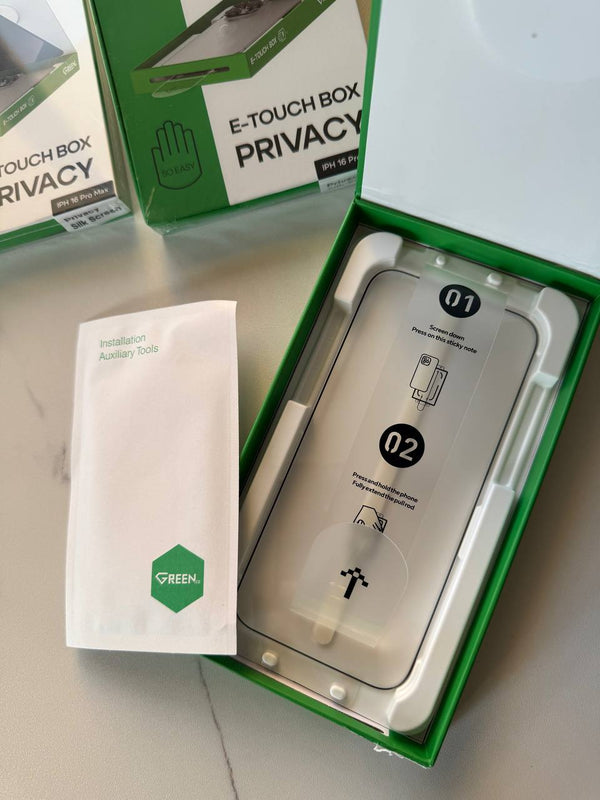 Green E-Touch Screen Protector – HD & Privacy Ultra Toughened Glass