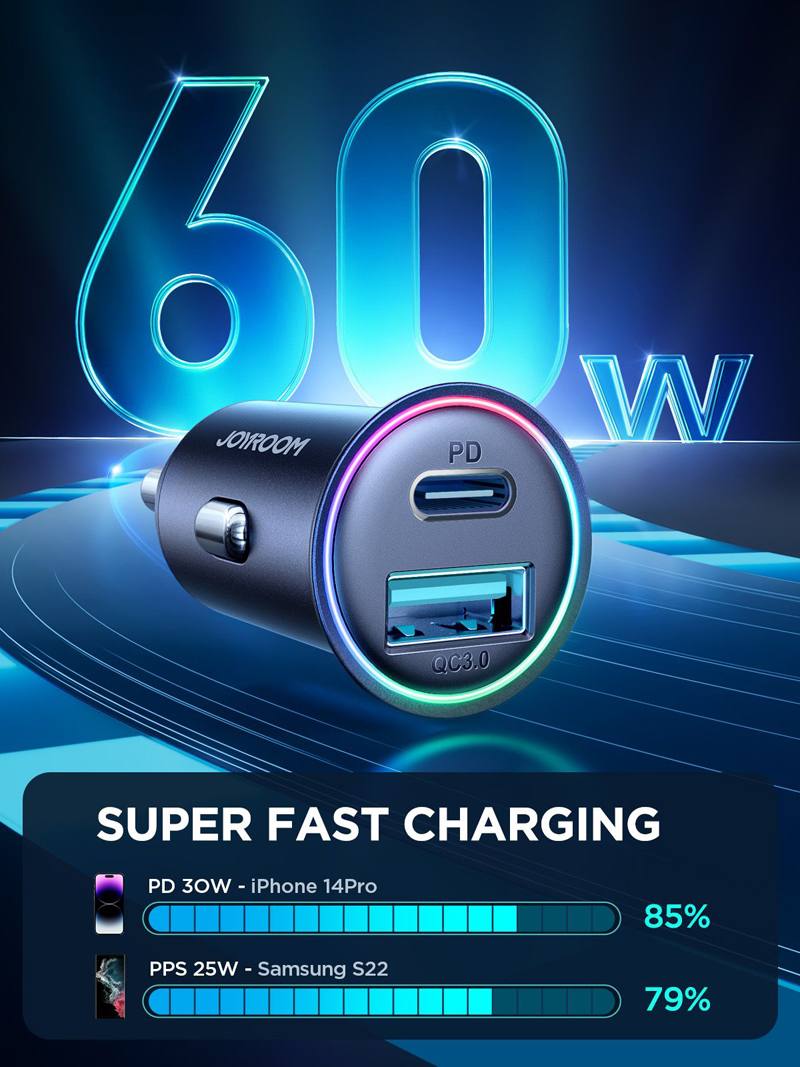 JOYROOM JR-CCN04 60W A+C Mini Metal Car Charger