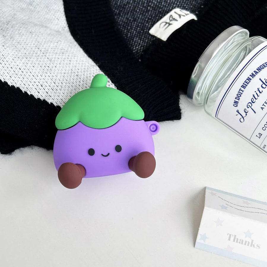 Cute Eggplant Silicone AirPods Case