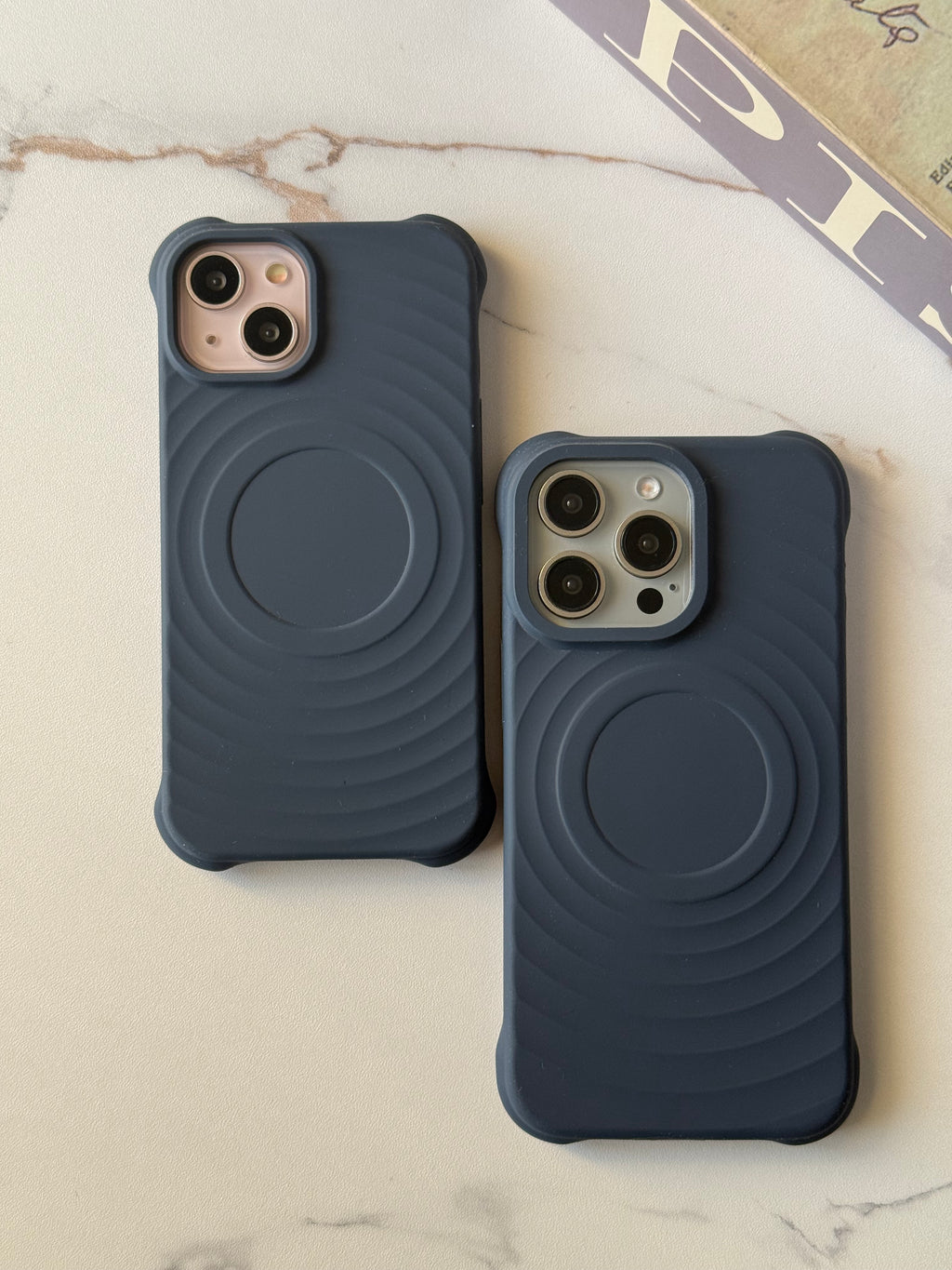 MagSafe-Compatible Silicone Phone Case with Concentric Ring Design