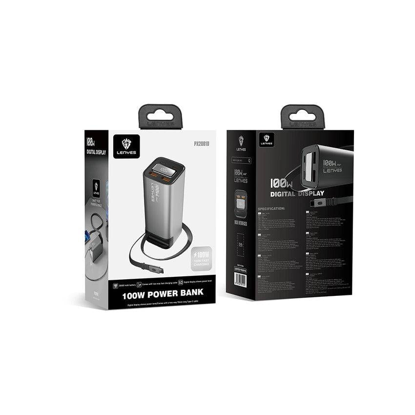 LENYES 100W Power Bank with Built-in USB-C Cable