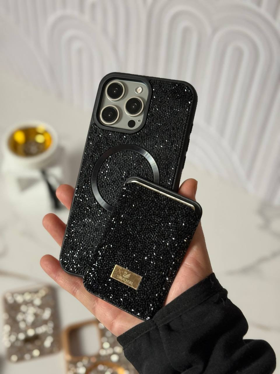 Glitter Swarovski iPhone Case with MagSafe Card Holder