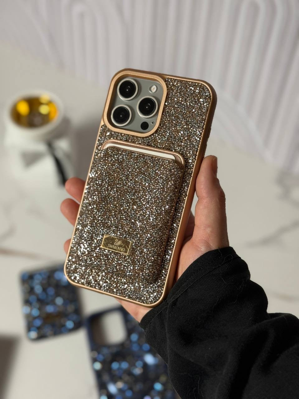 Glitter Swarovski iPhone Case with MagSafe Card Holder