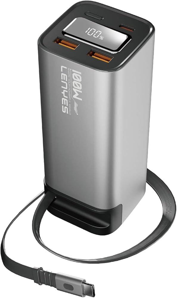 LENYES 100W Power Bank with Built-in USB-C Cable