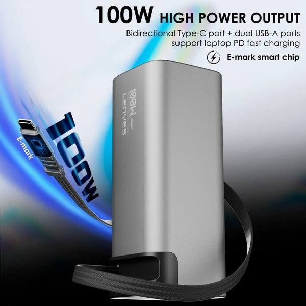 LENYES 100W Power Bank with Built-in USB-C Cable