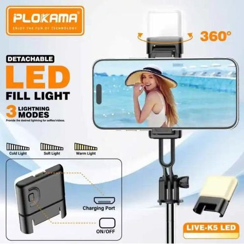 Selfie Stick Plokama LIVE-K6 LED