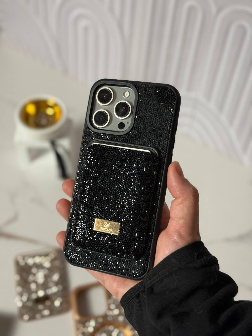 Glitter Swarovski iPhone Case with MagSafe Card Holder