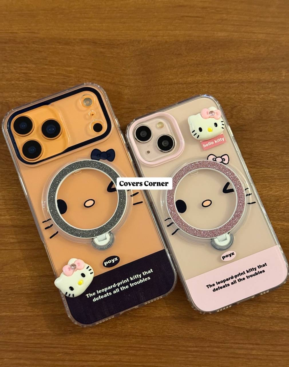 Adorable Hello Kitty-themed clear phone cases