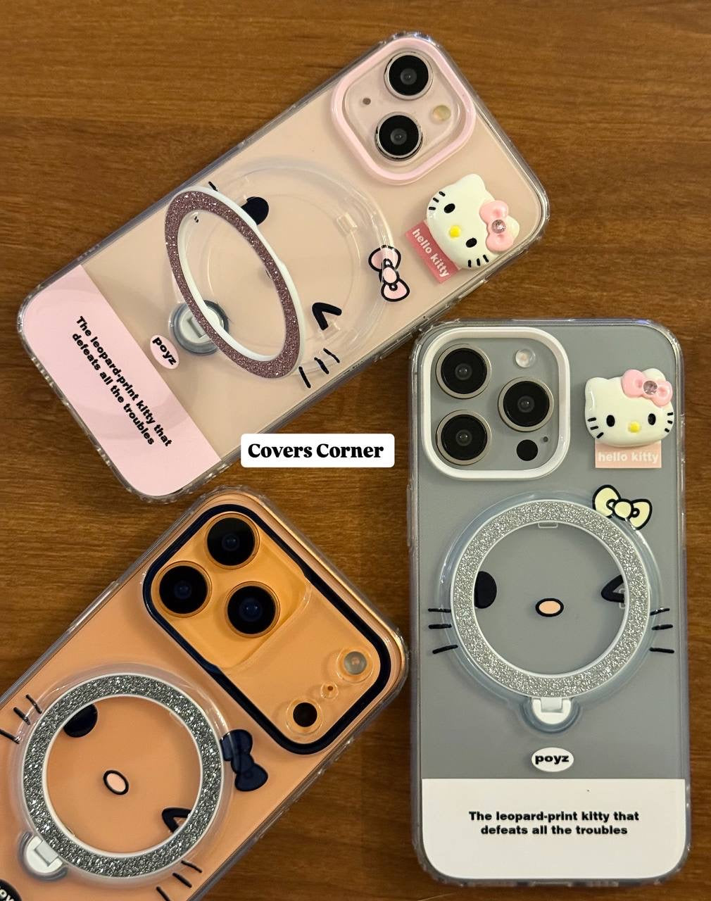 Adorable Hello Kitty-themed clear phone cases