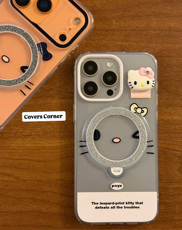 Adorable Hello Kitty-themed clear phone cases - IPhone 15 pro max - Silver