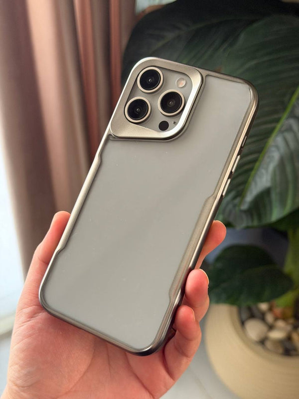 Metallic Frame Clear Phone Case - IPhone 15 pro max - Gray