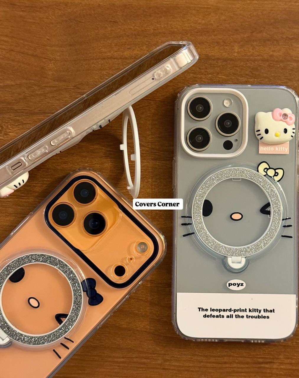 Adorable Hello Kitty-themed clear phone cases