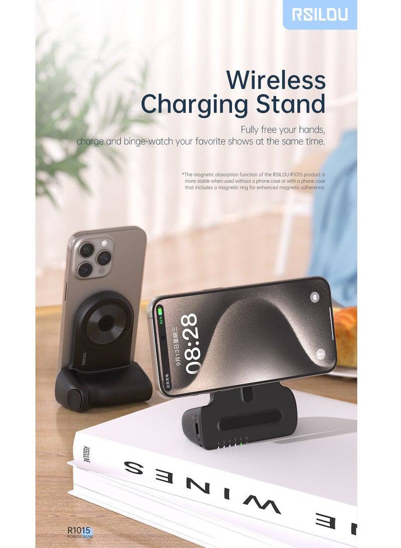 RSILOU R1015-001 Magnetic Wireless Power Bank Type-C 2.4A Fast Charging 5000mAh - Black