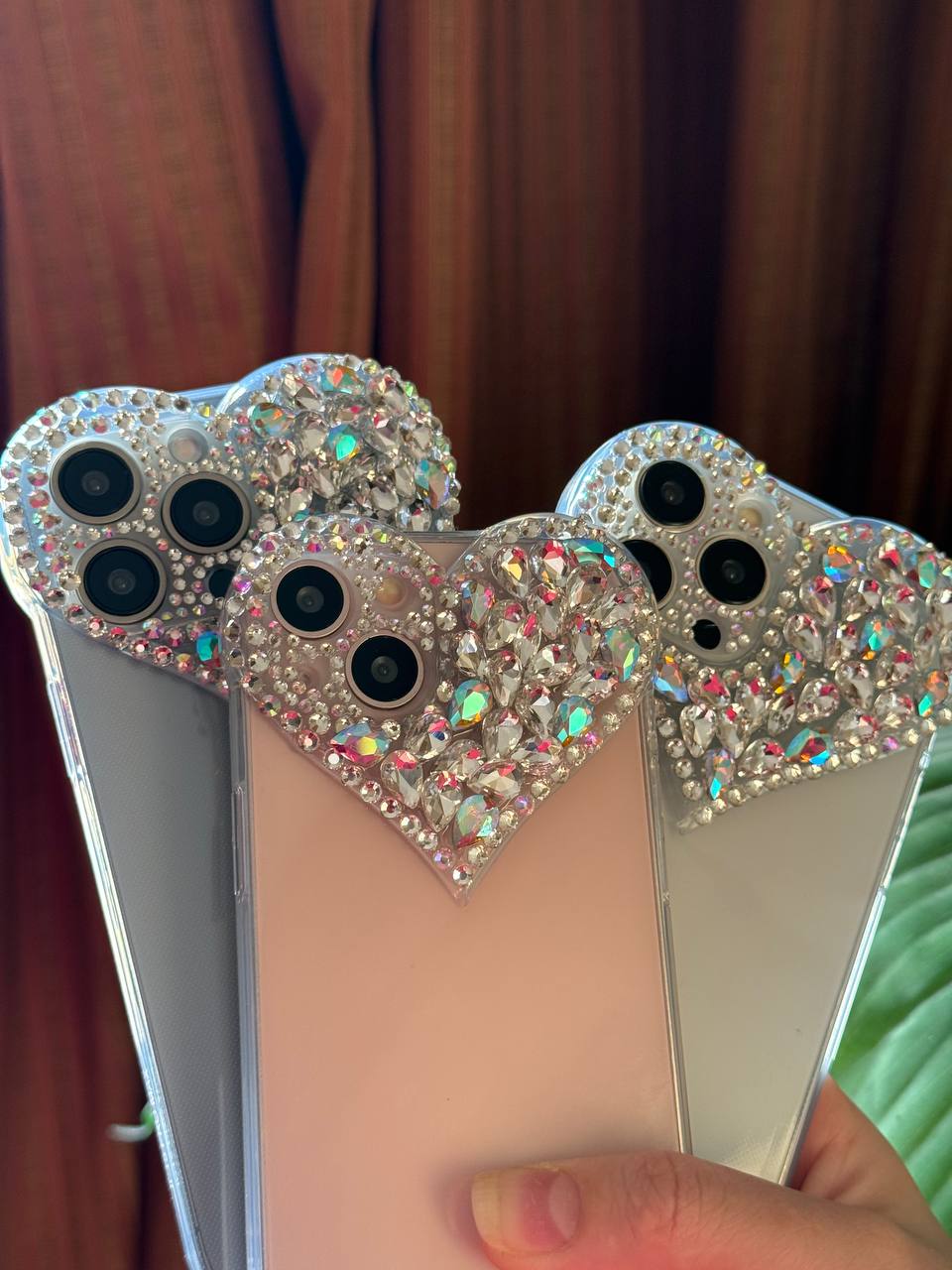 Sparkling Heart Crystal Phone Case ( Transparent )