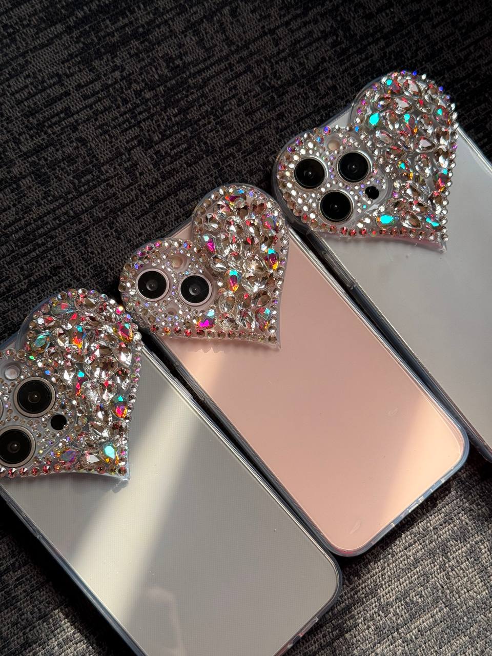 Sparkling Heart Crystal Phone Case ( Transparent )