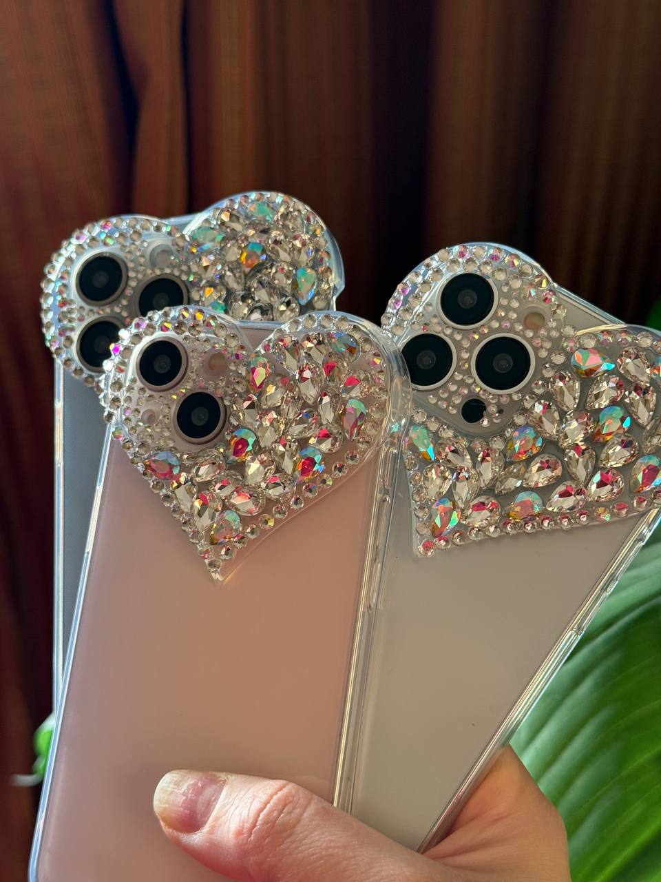 Sparkling Heart Crystal Phone Case ( Transparent )