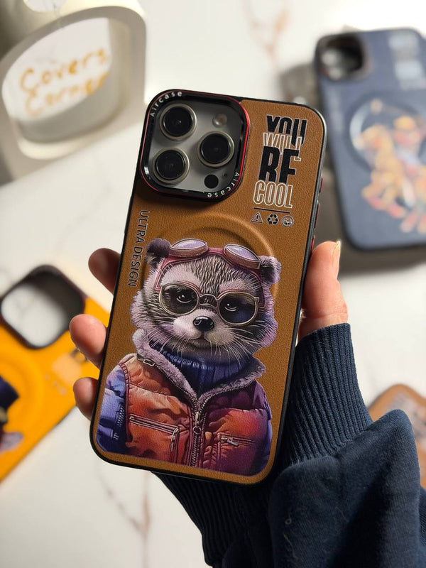 Premium Ultras Slim MagSafe Case - IPhone 16 pro max - Raccoon with Sunglasses