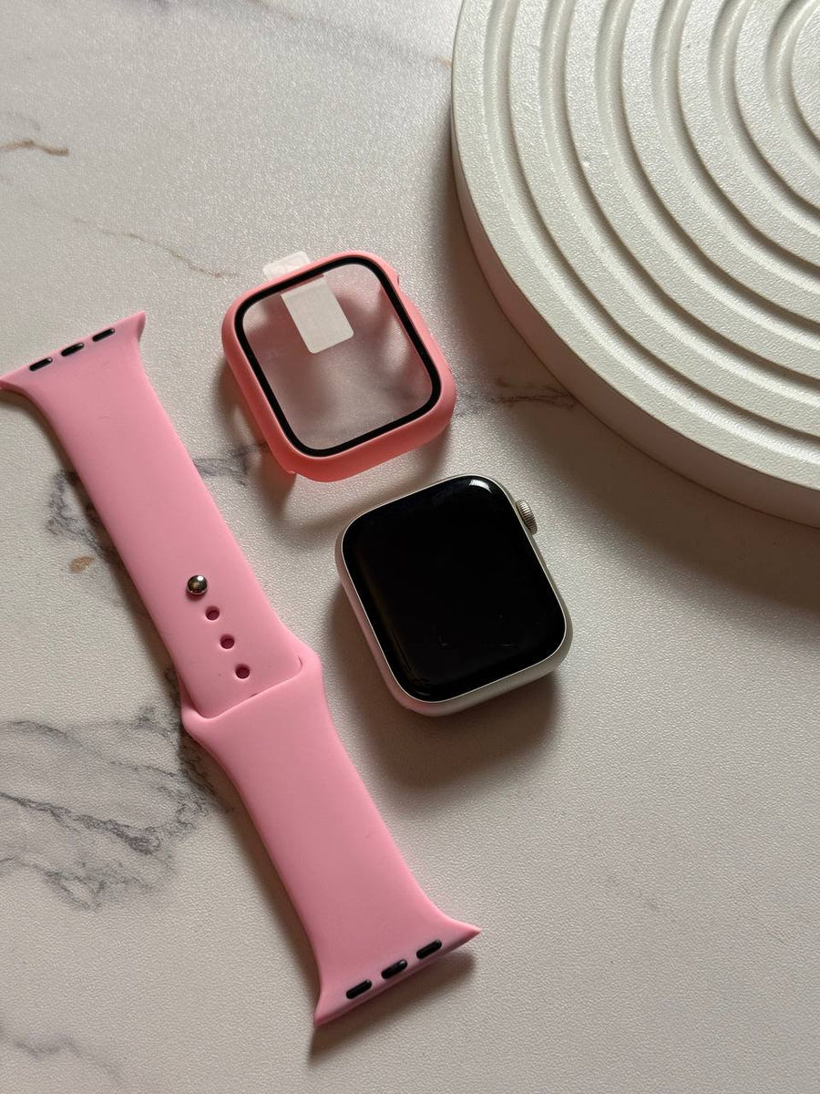 Apple Watch Sport Band with Screen Protector Case Set