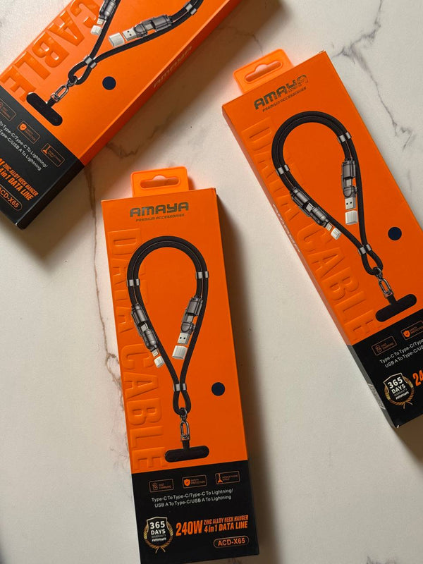 PIMENO 4-in-1 Data Line with Zinc Alloy Neck Hanger