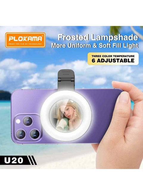 PLOKAMA U20 Portable LED Fill Light with Convex Mirro