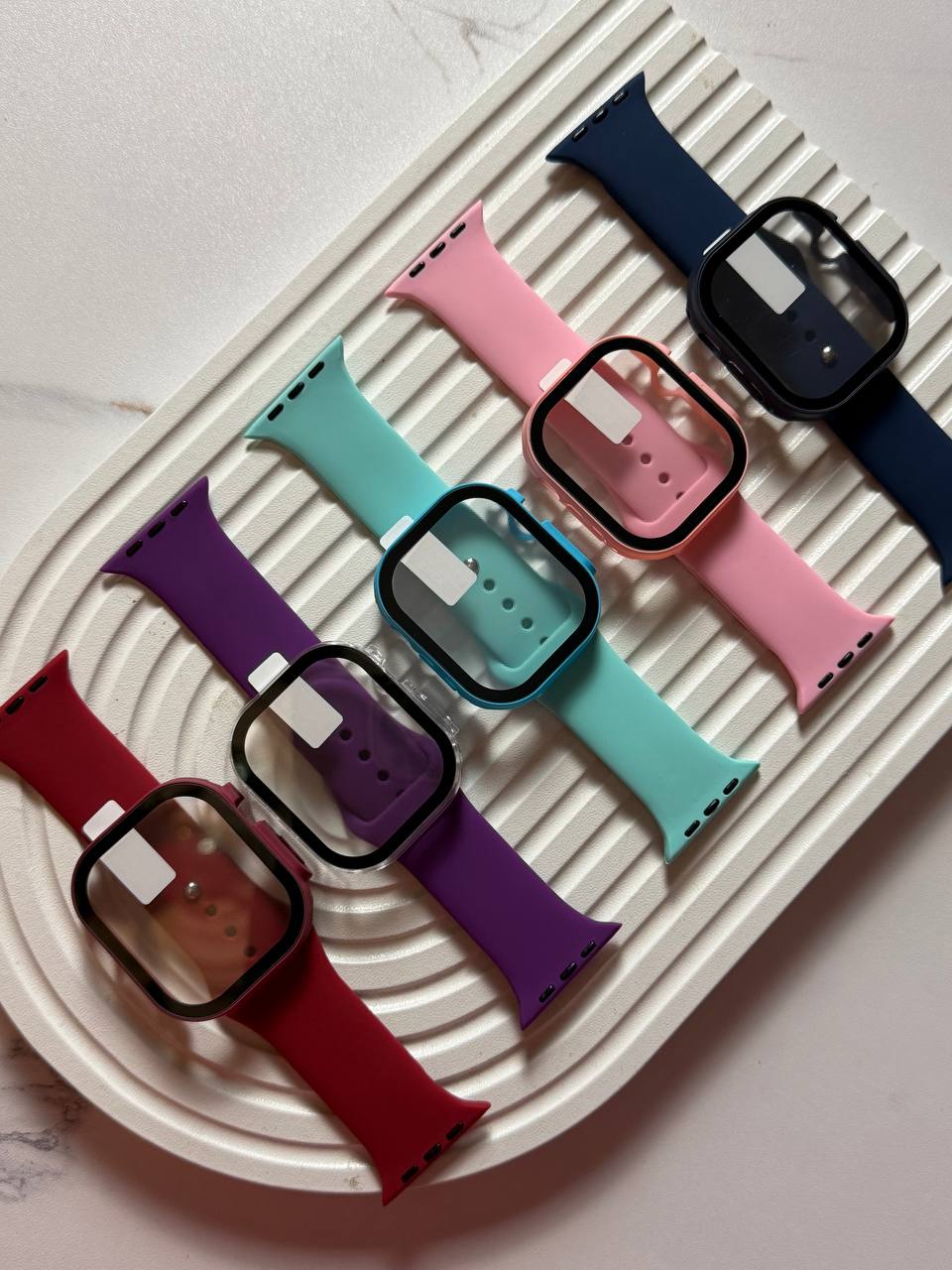 Apple Watch Sport Band with Screen Protector Case Set