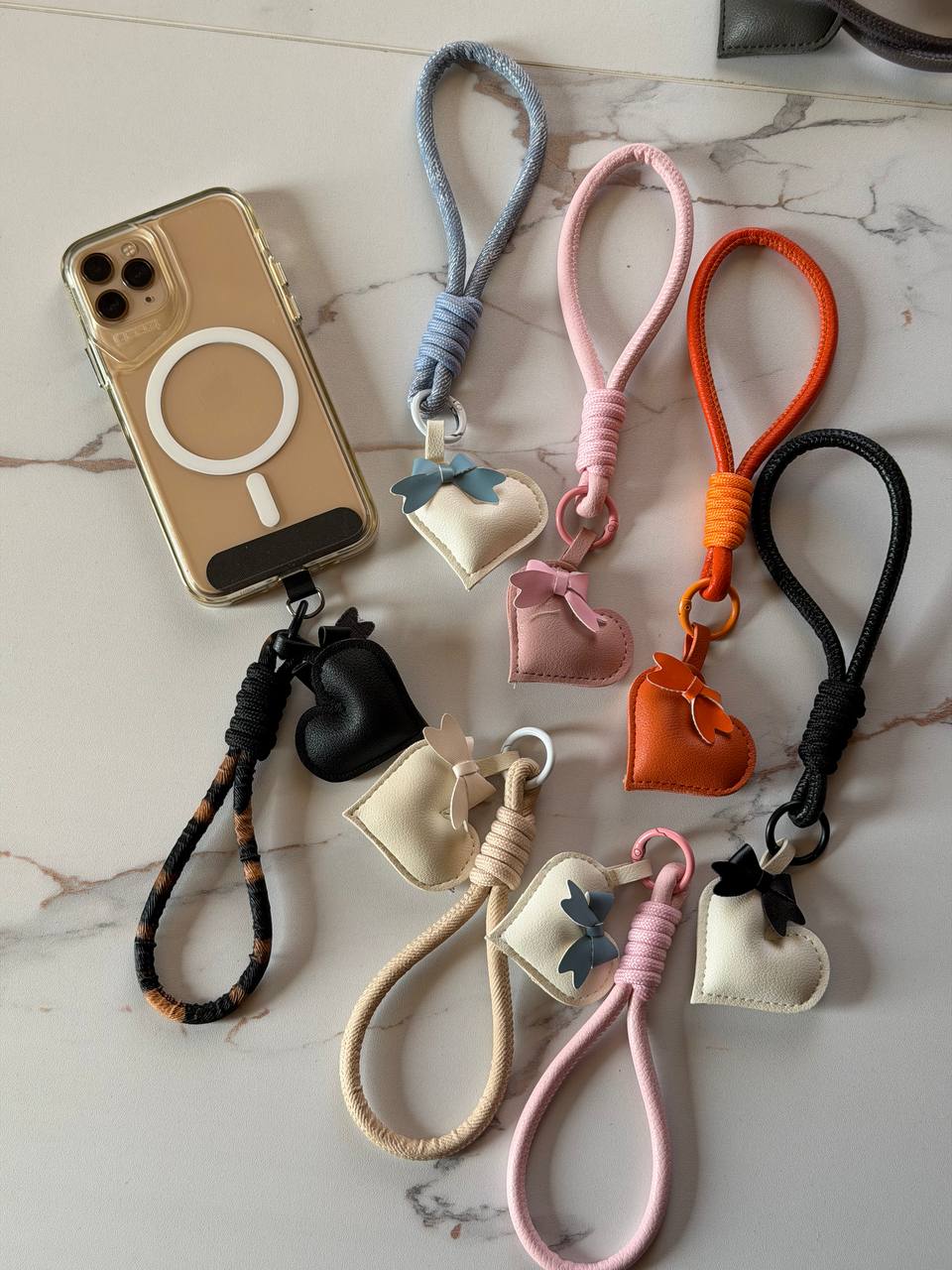 Heart Charm Phone Wrist Strap