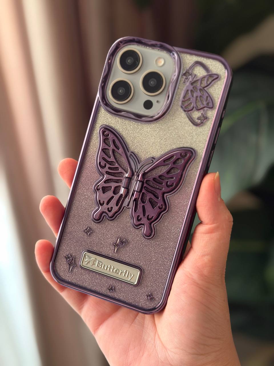 3D Butterfly Glitter iPhone Case