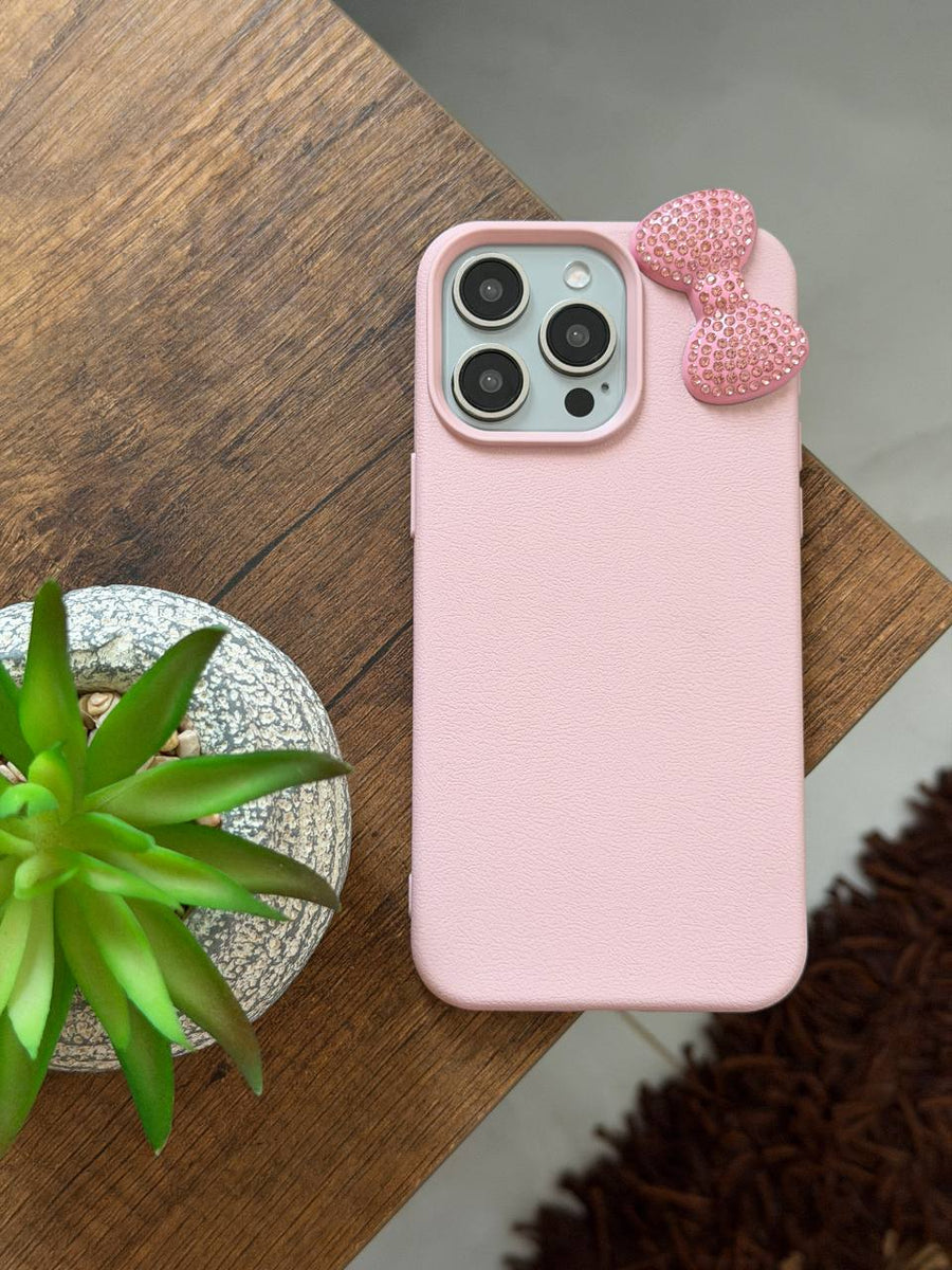 Luxury Leather Texture Bow Phone Case for iPhone