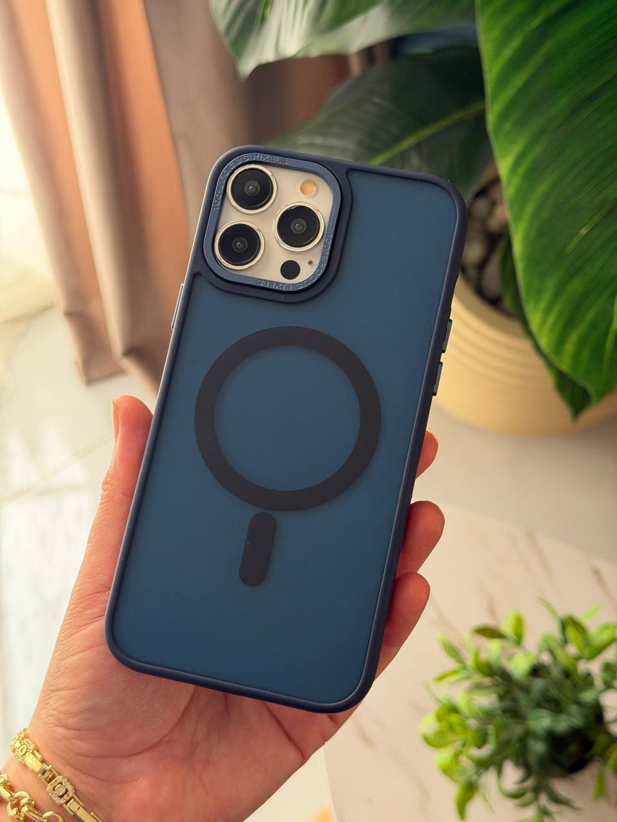 MagSafe Matte Blue Phone Case with Camera Protection