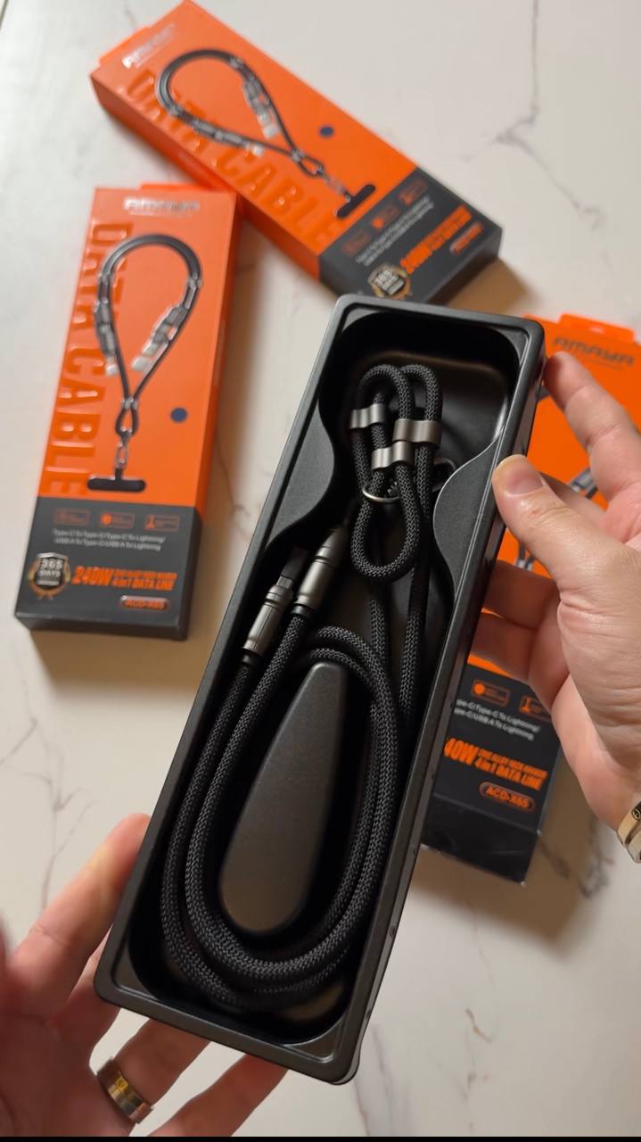 PIMENO 4-in-1 Data Line with Zinc Alloy Neck Hanger