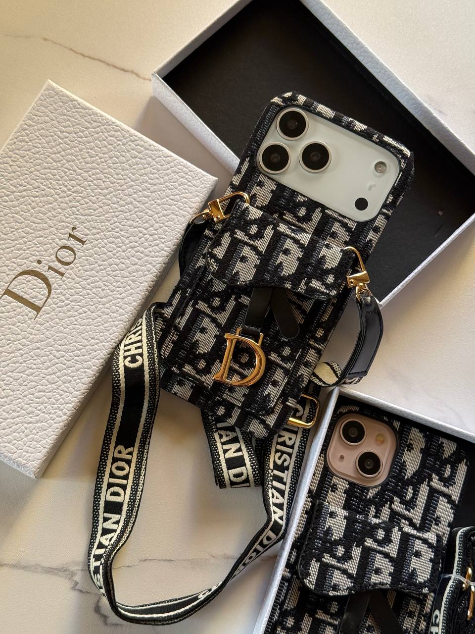 Luxury Designer Monogram iPhone Case with Crossbody Strap