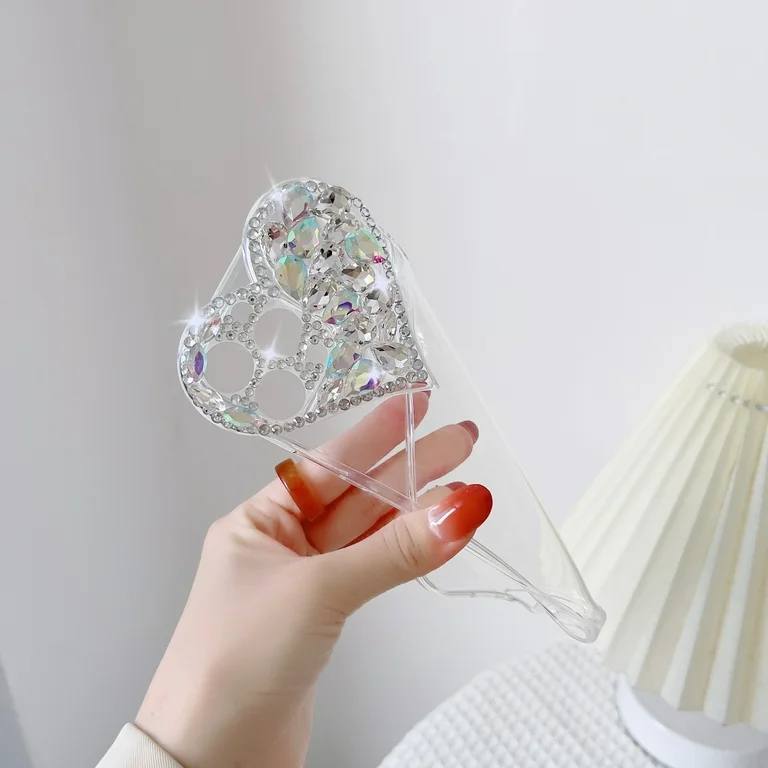 Sparkling Heart Crystal Phone Case ( Transparent )