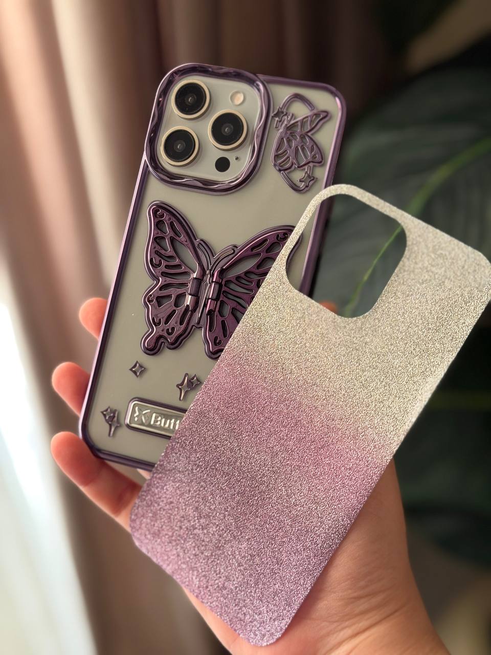 3D Butterfly Glitter iPhone Case