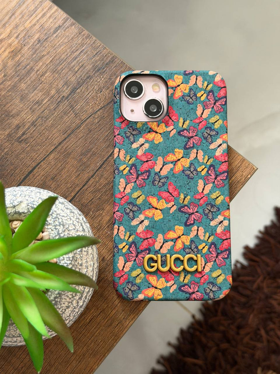 Luxury Floral Embossed Phone Case with 3D Metal Monogram