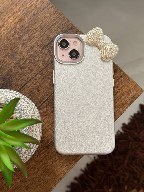 Luxury Leather Texture Bow Phone Case for iPhone