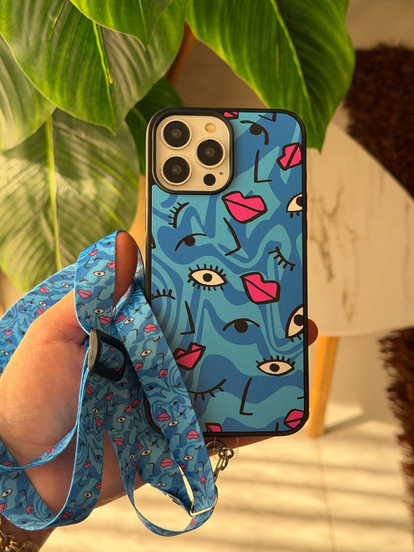 Chiara Ferragni Eye Print Phone Case with Holders - IPhone 15 Pro Max - Blue Kisses